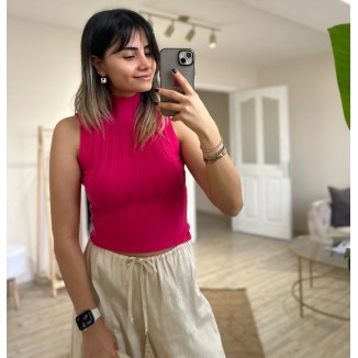 Fuşya Fitilli Bluz