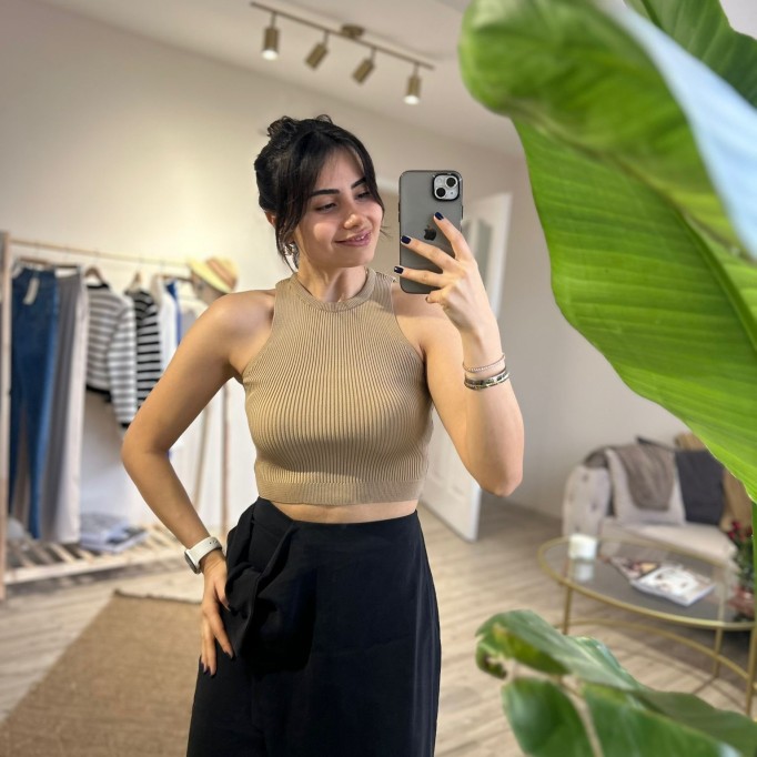 VİZON HALTER YAKA CROP 
