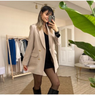 PREMİUM KREM GOLD DÜĞME DETAYLI BLAZER CEKET
