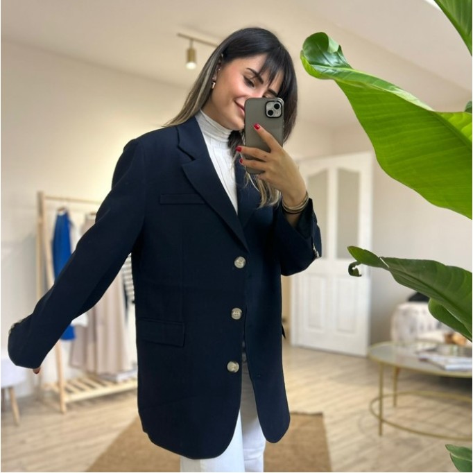 LACİVERT OVERSİZE BLAZER CEKET