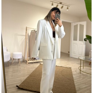 Beyaz Dad Blazer Ceket