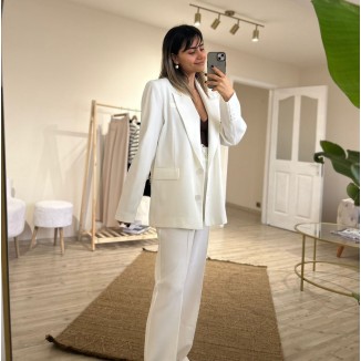 Beyaz Dad Blazer Ceket
