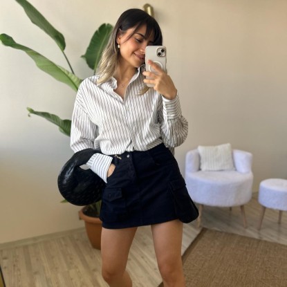 KARGO CEP DEYATLI SİYAH MİNİ ETEK