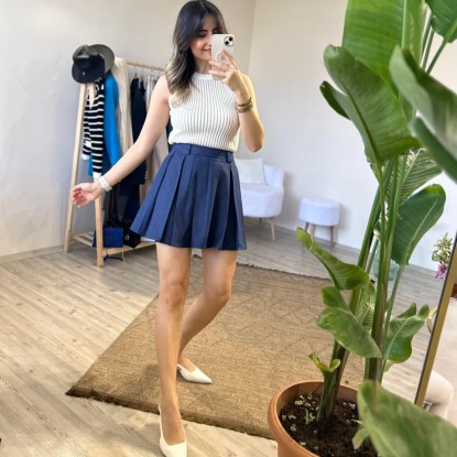 PİLELİ İNDİGO ETEK 