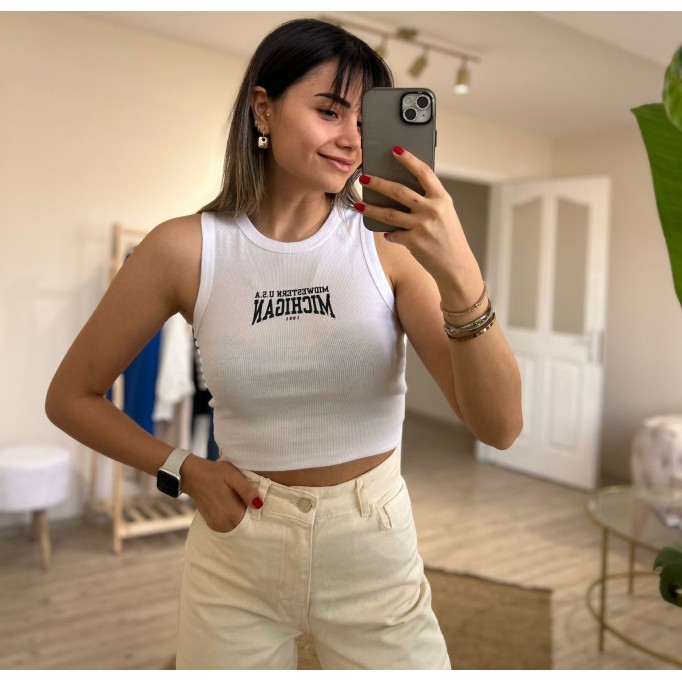 Beyaz Mıchıgan Fitilli Atlet 